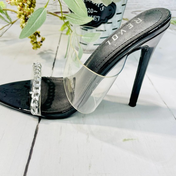 REVOL Trevor-Sc Clear Pointed Toe Pumps Transparent Strap Women Size 6 - Picture 8 of 14